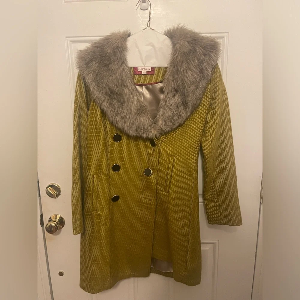 Gold/green pea coat - Picture 1 of 4